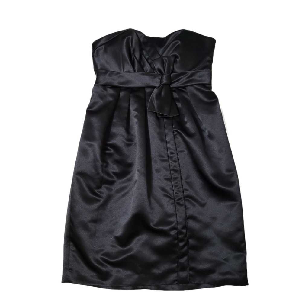 BCBG Paris Black Strapless Bow Classic Cocktail Dress Size 6 Formal Party Guest